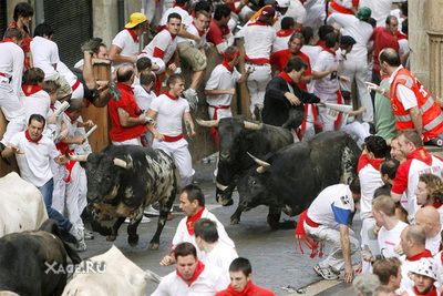 Ежегодный забег от быков в Испании